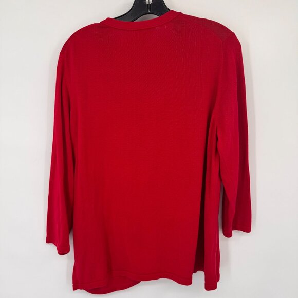 COLDWATER CREEK Red 3/4 Sleeve Cardigan Sweater Size 1X Plus womens cotton - Picture 6 of 9